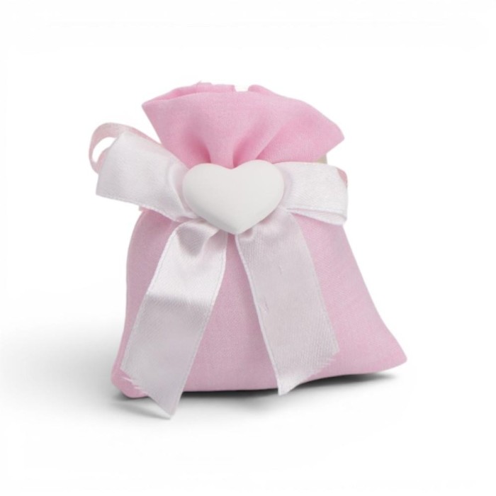 SACCHETTO COTONE CUORE ROSA 8X